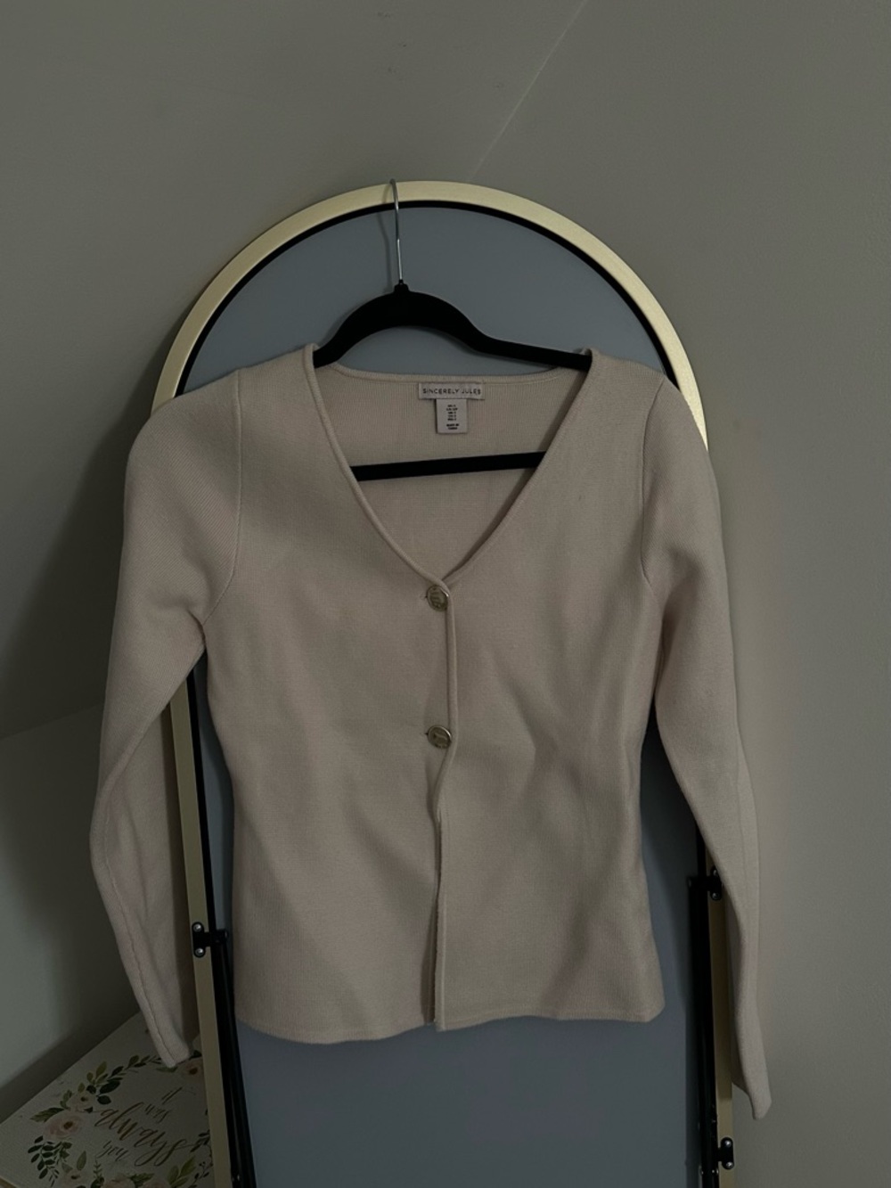 Sincerely Jules Cream Ribbed V-Neck Knit Top
